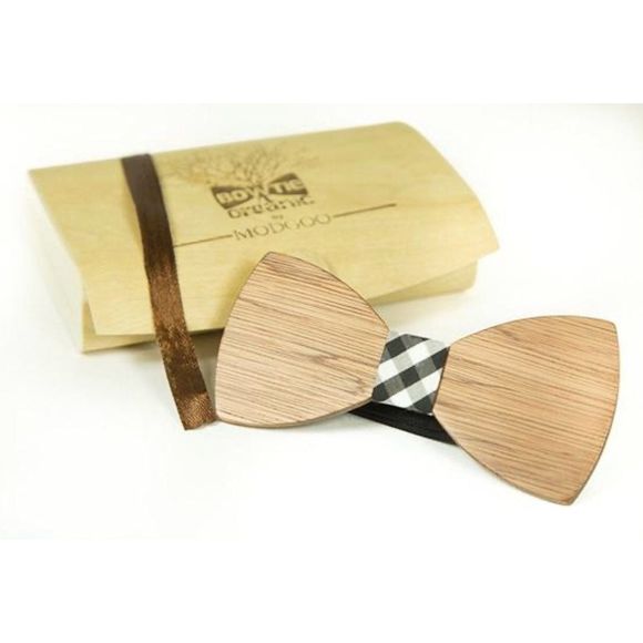 Gorgeous Wood Bowtie Modgoo burberry B&W - Picture 1 of 5